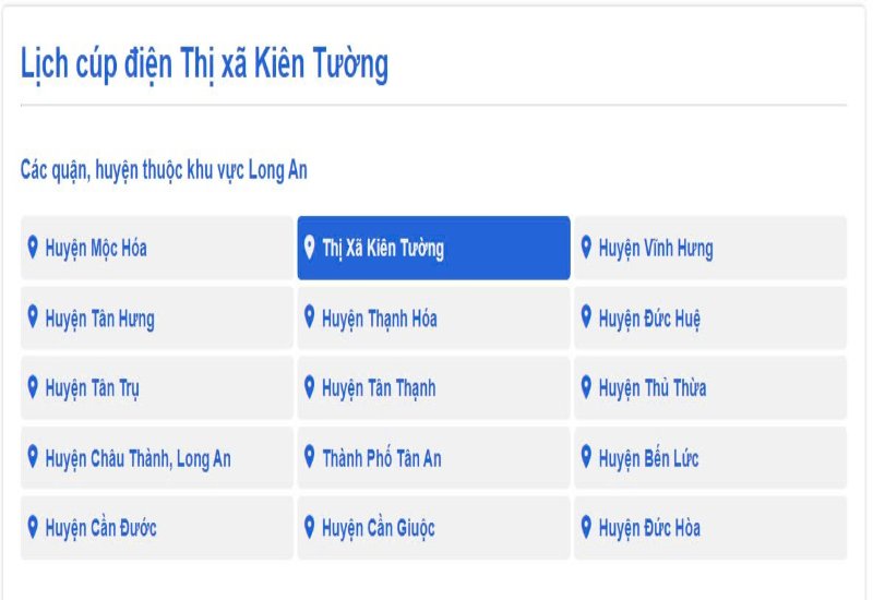 Lịch cắt điện Kiến Trường